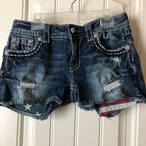 Miss Me American flag pocket signature shorts